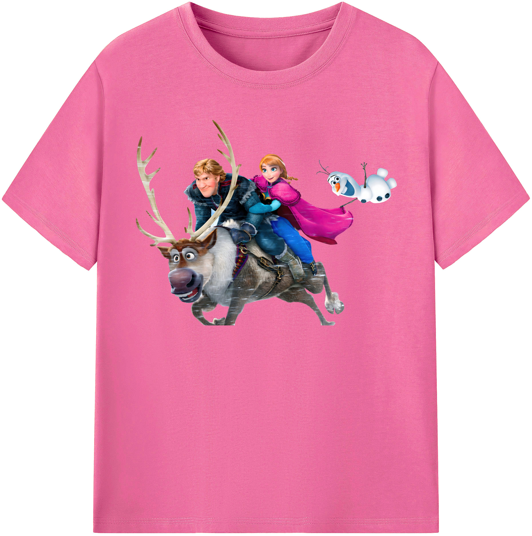 （画像用） アナと雪の女王 アンナ エルサ Frozen Anna Elsa レディースカジュアルプリントTシャツ（綿100％）